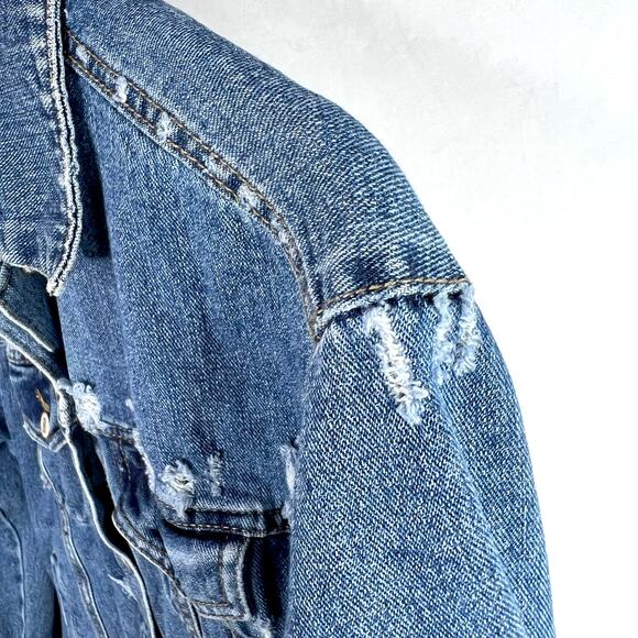 Blu[Edit] Distressed Denim Jacket Small - Picture 4 of 8